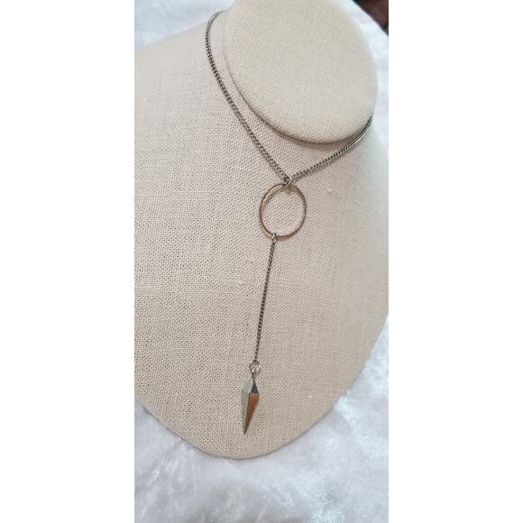 32" Silver tone slide necklace w/4 1/2" drop 1.1560 - Picture 1 of 9